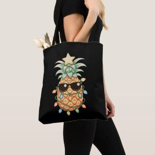 Bolsa Tote Óculos de Sol Abacaxi Luzes de Natal Férias de Nat
