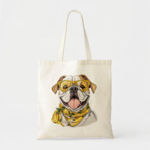 Bolsa Tote Óculos de Sol de Bulldog Inglês Fofo com Limões