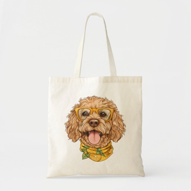 Bolsa Tote Óculos de Sol de Cachorro Goldendoodle Fofos Laran (Frente)