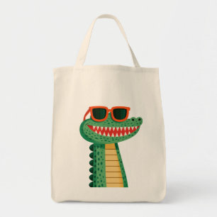 Bolsa Tote Óculos de sol de crocodilo engraçados, animal de d
