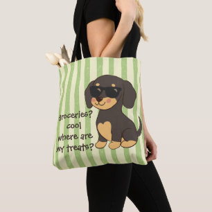 Bolsa Tote Óculos de Sol de Dachshund Legal, Listras Verdes D