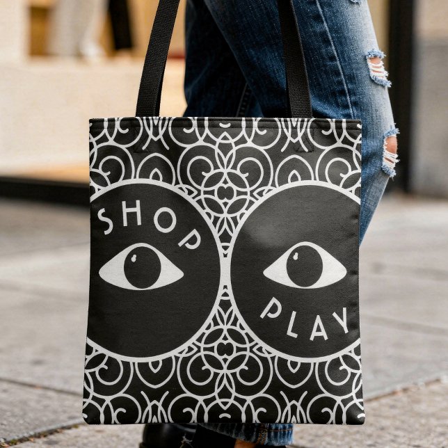 Bolsa Tote Óculos de sol geométricos Two Tone (Shop, play, or say anything you like, this tote is all yours. Sunglasses, bold pattern.)