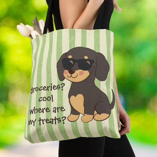 Bolsa Tote Óculos de sol legais para Dachshund com listra ver