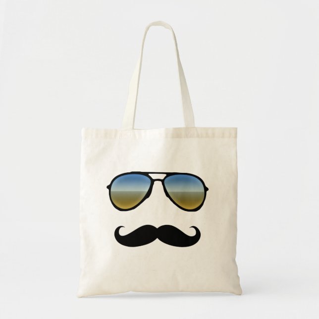Bolsa Tote Óculos de sol retro engraçados com bigode (Frente)