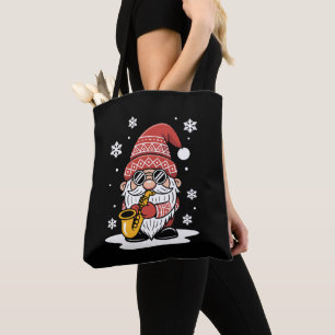 Bolsa Tote Óculos de Sol Saxofone Gnomo do Natal Floco de Nev