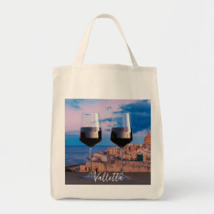 Bolsa Tote Óculos de vinho com vista ao pôr do sol sobre La V