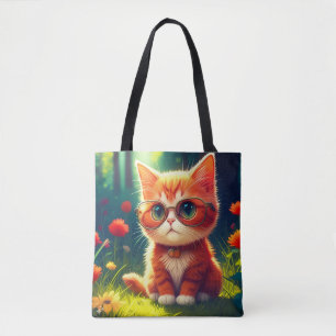Bolsa Tote Óculos de Visto de Gatinhos Vermelhos-365478
