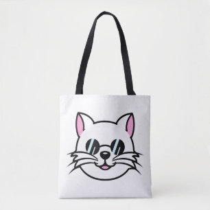 Bolsa Tote Óculos Pretos Vestidos de Gatos Brancos / Óculos e