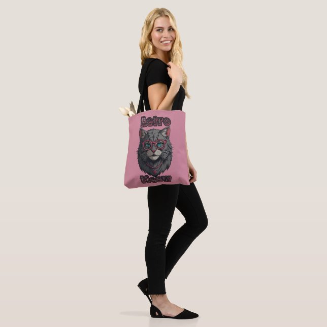 Bolsa Tote Óculos redondos de gata de Cinza de animação retrô (No(a) Modelo)