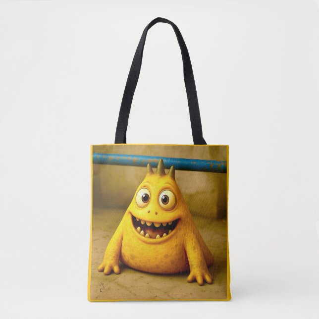 Bolsa Tote OddFriends - Poster de monstro amarelo feliz (Frente)