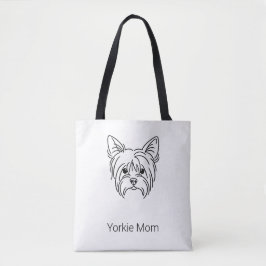 Bolsa Tote odern Yorkie Face Line Art | Personalized Name