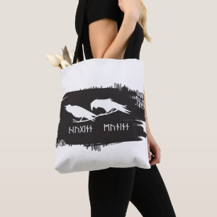 Bolsa Tote Odin Raven Crow Viking Mythology corre em runic
