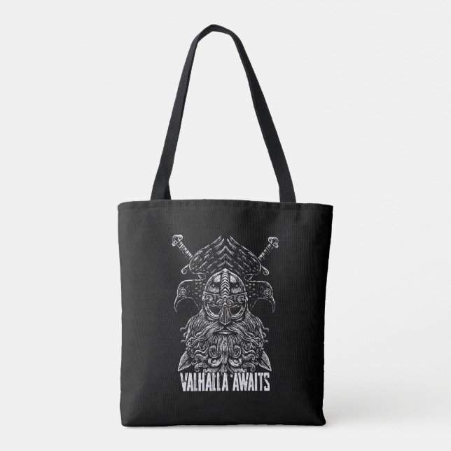 Bolsa Tote Odin ravens Viking Mythology Valhalla aguarda (Verso)