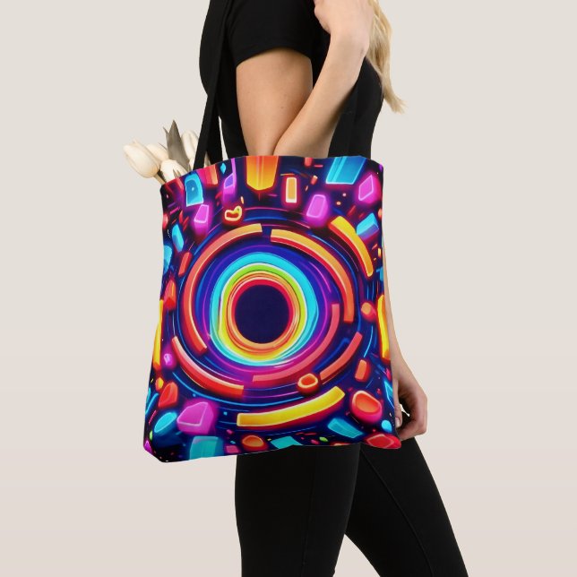 Bolsa Tote Odisseia da Vórtice de Neon (Close Up)