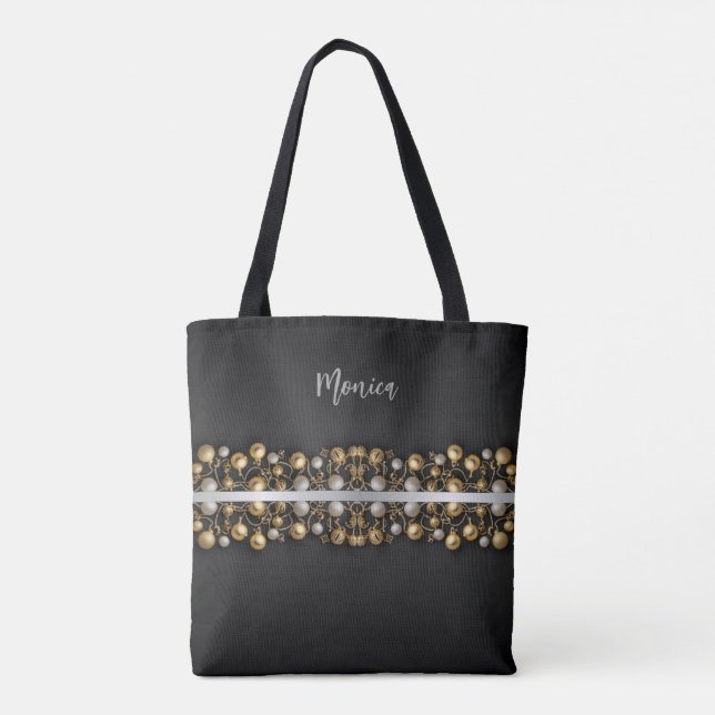 Bolsa Tote Oferta de Monograma Personalizado de enfeites de n (Verso)