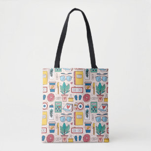 Bolsa Tote Office Stationery: Textura sem costura Quirky