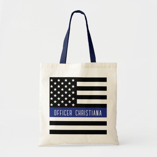 Bolsa Tote Oficial de Polícia Thin Blue Line. (Frente)