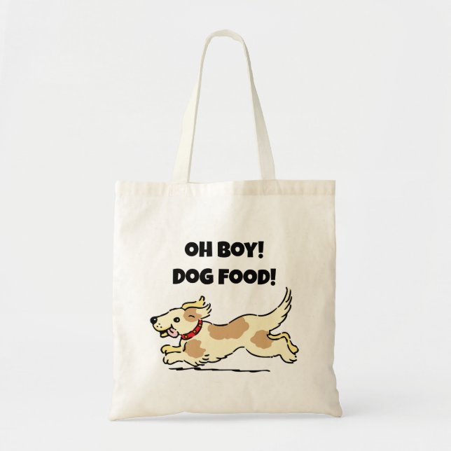 Bolsa Tote Oh Boy Dog Comida Fome Foto de Cartoon (Frente)
