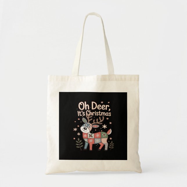 Bolsa Tote Oh Deer Its Christmas Miniature Patchwork Squares (Frente)