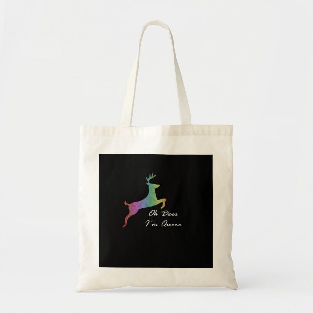Bolsa Tote Oh Deer Queer Funny Pun LGBT Pride CelebraTote Bag (Frente)