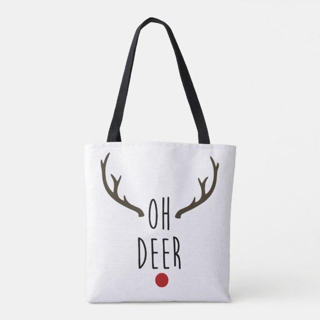 Bolsa Tote OH DEER Reindeer Natal Festivo (Verso)