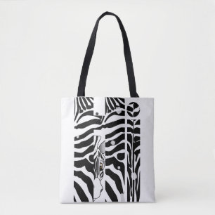 Bolsa Tote "Oi" Zebra Black/White Stripes Abstrato Trendy