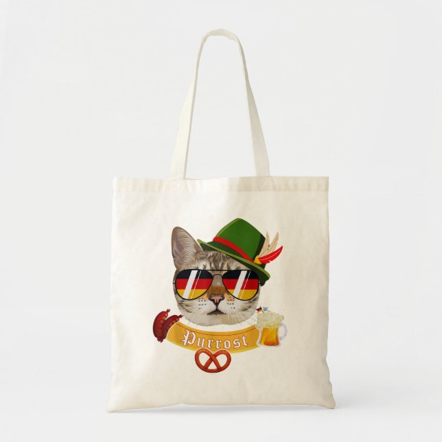 Bolsa Tote Oktoberfest T Funny Prost Pun Purrost Cat (Frente)