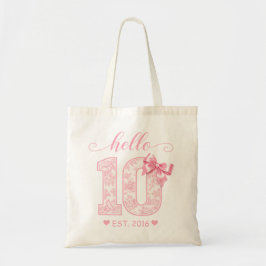 Bolsa Tote Olá 10 Aniversário | Rosa Olá 10 Ano Personalizado