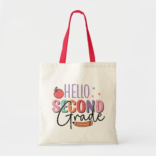 Bolsa Tote Olá, 2º ano de volta à escola (Frente)