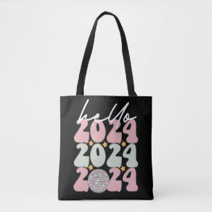 Bolsa Tote Olá 2024 Groovy Feliz Ano Novo Natal