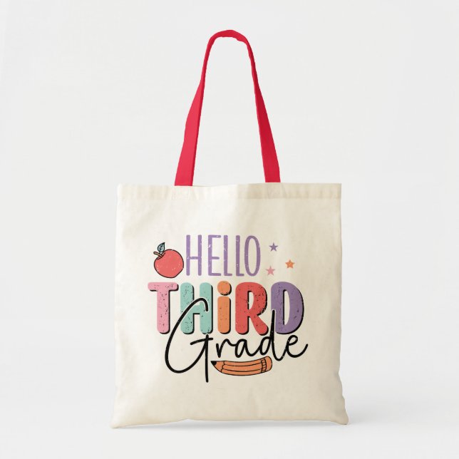 Bolsa Tote Olá, 3º ano de volta à escola (Frente)