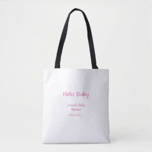 Bolsa Tote olá bebê rosa pastel nome data tendência baby show