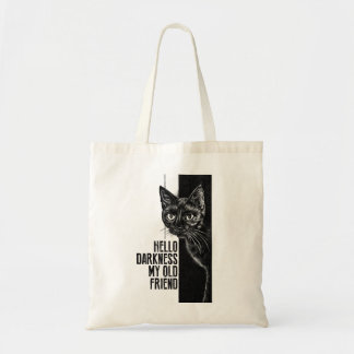 Bolsa Tote Olá Escuridão Meu Velho Amigo Esboço do Gato Preto