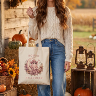 Bolsa Tote Olá Halloween Fantasma Western na Lua