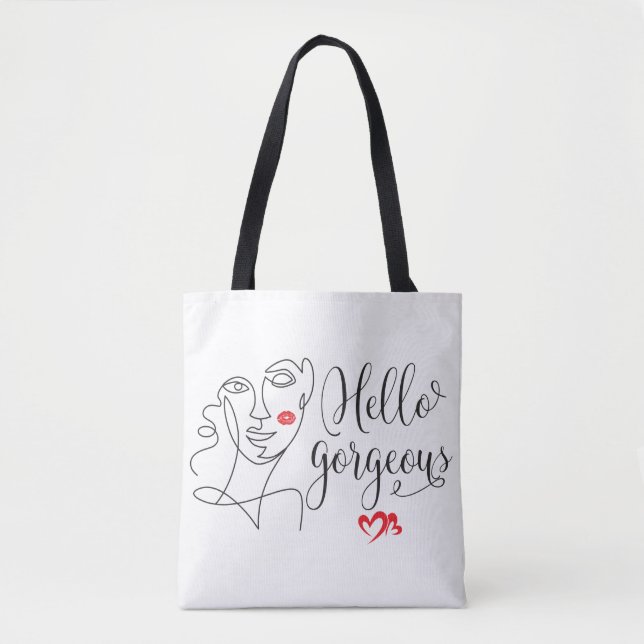 Bolsa Tote Olá ilustração de rosto lindo   (Frente)