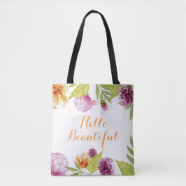 Bolsa Tote Olá Lindas Flores de Jardim de Aquarela
