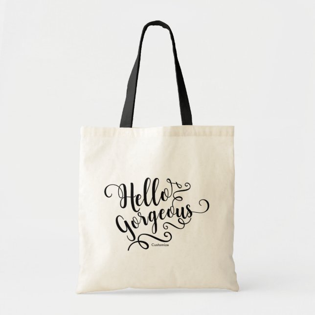 Bolsa Tote OLÁ LINDO Tipografia Moderna Personalizada (Frente)