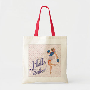 Bolsa Tote Olá! menina do Pin-acima do marinheiro