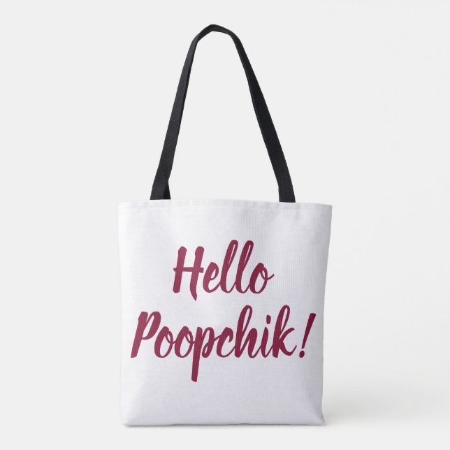 Bolsa Tote Olá! Poopchik! Sacola ucraniana do babá (Verso)