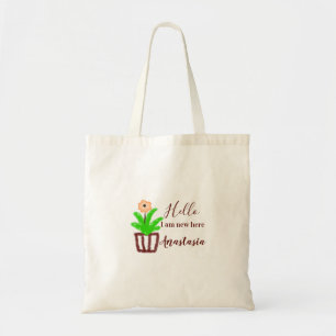 Bolsa Tote Olá, sou novo aqui, chá de fraldas, crianças, folh
