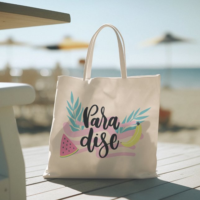 Bolsa Tote Olá Summer com Flamingo Tropical Tote Bag (hello summer, beach tote bag, vacation tote bag, school tote bag, colorful typography, gift for her)