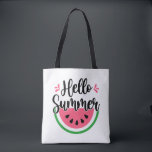 Bolsa Tote Olá Summer Watermelon<br><div class="desc">Uma bolsa de tote de verão com melancia. Saudações aos meses de férias de verão com uma nova bolsa de verão,  para crianças ou adultos.</div>