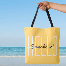 Bolsa Tote Olá Sunshine Amarelo Preto Texto Tipografia Modern