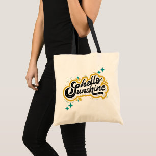 Bolsa Tote Olá, Sunshine! Borboleta de Cotação Amarela