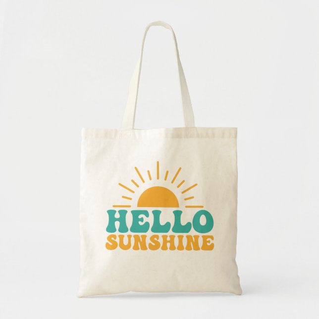 Bolsa Tote Olá Sunshine | Diversão de Primavera Amarelo (Frente)