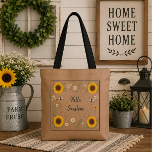 Bolsa Tote Olá Sunshine Girassol Personalizado