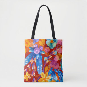 Bolsa Tote Olá, Tempo de Felicidade de Primavera, Vibrante Fl