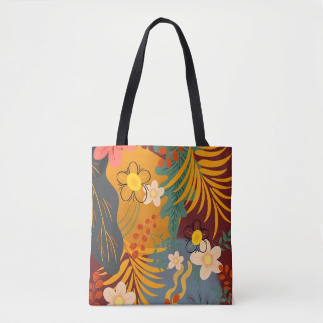 Bolsa Tote Olá, Tempo de Felicidade Primavera, Tropical Flora (Frente)
