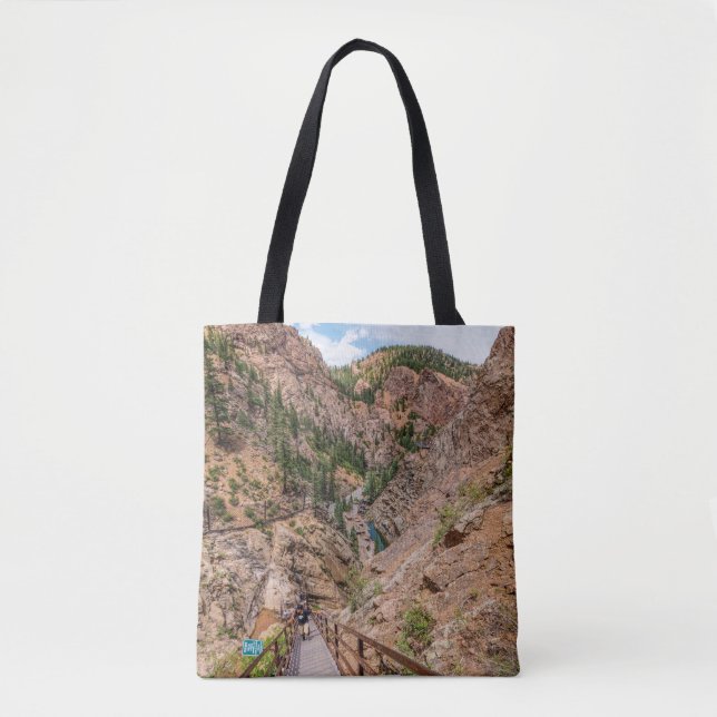 Bolsa Tote Olhando para Banda de Sete Escadas Caindo (Frente)