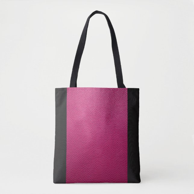 Bolsa Tote Olhar de couro cor-de-rosa com acentos pretos (Frente)